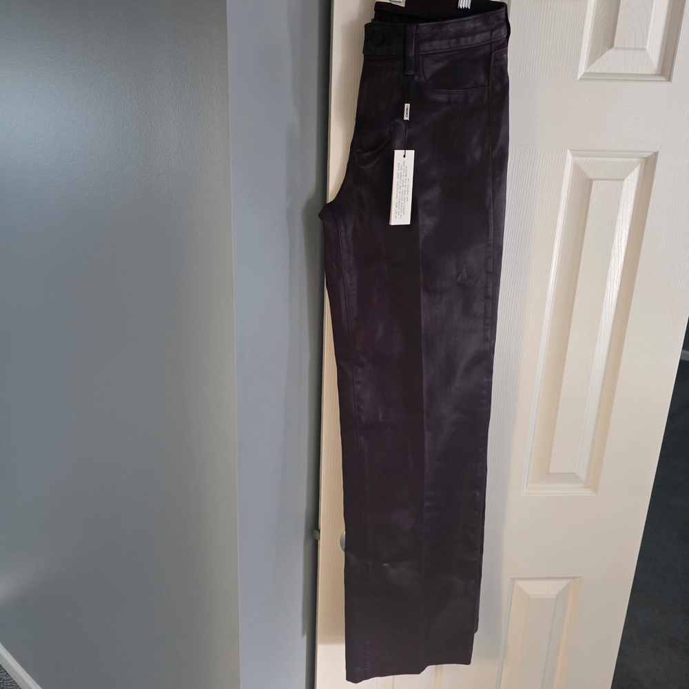 NWT L'AGENCE Wide Leg Coated Pants in Deep Plum - Picture 7 of 8